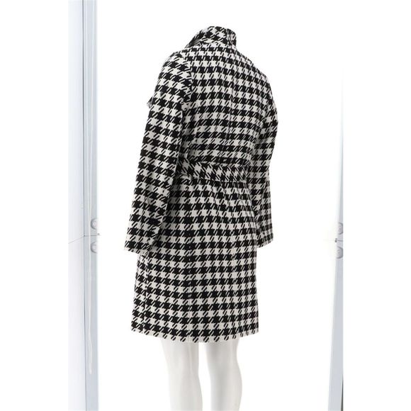 Dennis Basso Wool Blend Wrap Coat Envelope Collar Houndstooth A367846E - Picture 4 of 9